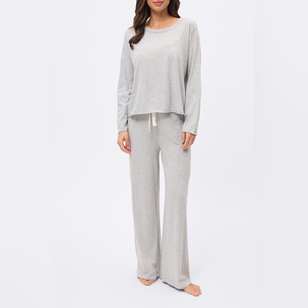Papinelle Jada Long Sleeve Organic Cotton Pajamas Grey Large